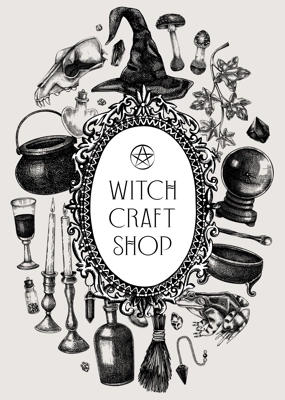 Witchcraft banner design. Boho witch frame, banner, flyer. Vinatge Halloween sketches. Hand-drawn vector illustration. NOT AI generated